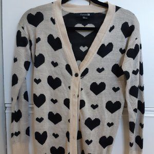 Forever 21 Heart Print Cardigan Size S